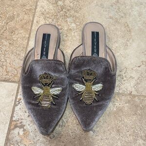 Seven7 Women's Velvet Mules with Gold Embroidery